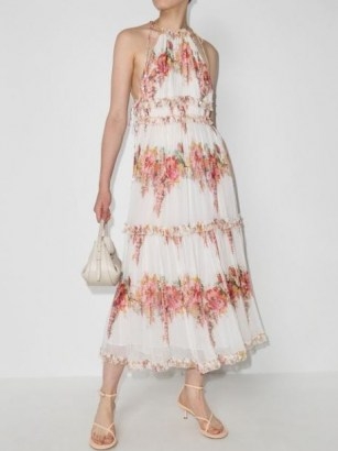 Zimmermann Mae tiered pleated dress – floral halterneck summer dresses - flipped