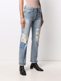 Acne Studios patchwork straight-leg jeans – light blue denim