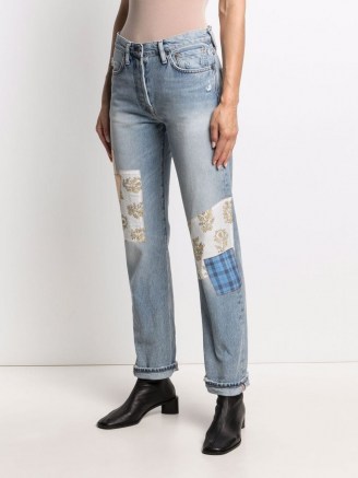 Acne Studios patchwork straight-leg jeans – light blue denim - flipped