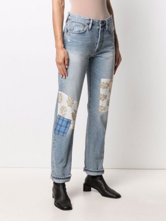 Acne Studios patchwork straight-leg jeans – light blue denim