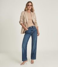 REISS ADELE MID RISE RELAXED WIDE LEG JEANS MID BLUE / cool casual style / chic weekend denim outfit