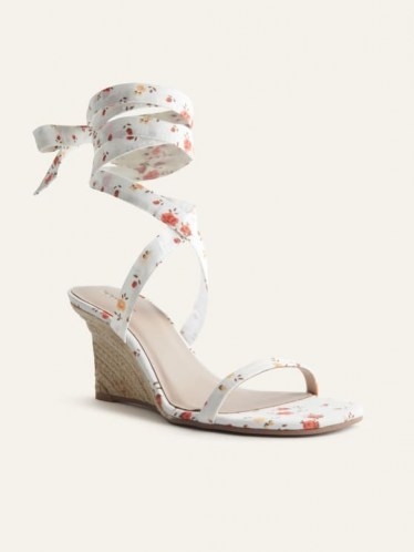 REFORMATION Alessa Lace Up Wedge Espadrille Veronica / floral wrap around wedged sandals - flipped