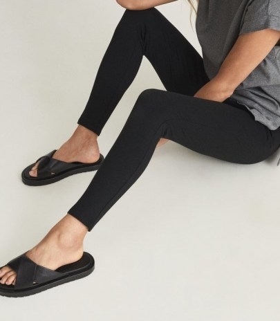REISS ANNA PONTE JERSEY LEGGINGS BLACK / essential skinnies / loungwear / skinny lounge legging - flipped