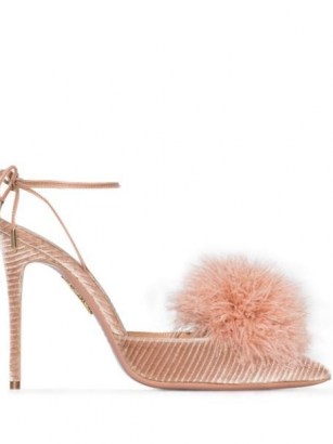 Aquazzura Boudoir 105mm feather-detail pumps – pink luxe heels