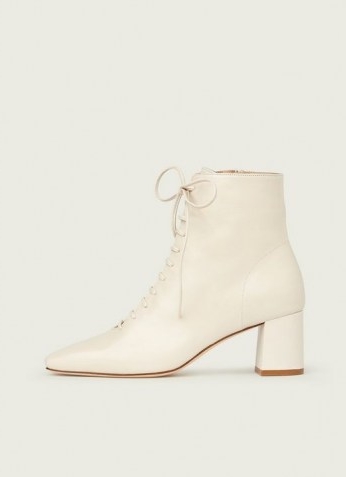 L.K. BENNETT ARABELLA CREAM LEATHER LACE-UP ANKLE BOOTS ~ women’s luxe footwear
