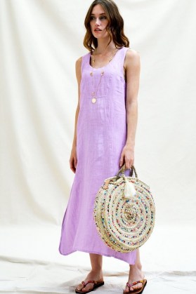 Aspiga BECKY PREMIUM LINEN MIDI DRESS ~ lilac sleeveless summer dresses