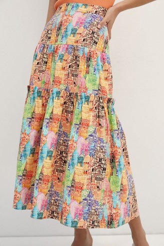 Eva Franco Villa Tiered Maxi Skirt – printed summer skirts