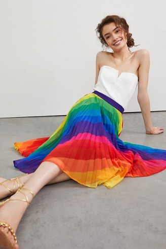 Ranna Gill Rainbow Pleated Midi Skirt – vibrant multicoloured skirts