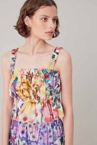 ANTHROPOLOGIE Heather Floral Top / gathered detail cami tops - flipped