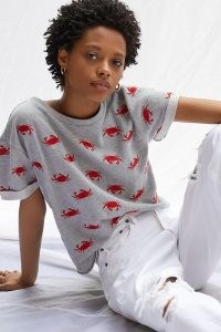 Maeve Beachy Embroidered Sweatshirt Tee / women’s ocean inspired T-shirts