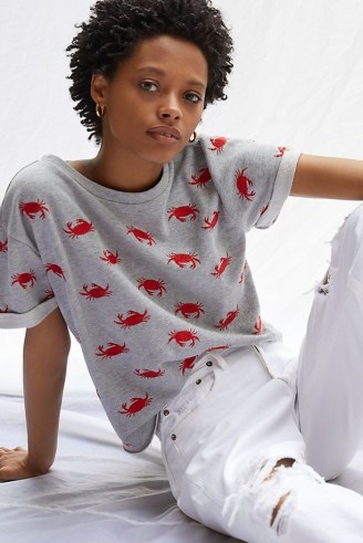 Maeve Beachy Embroidered Sweatshirt Tee / women’s ocean inspired T-shirts