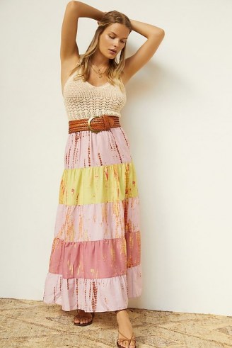 Kavita Bhartia Tiered Tie-Dye Maxi Skirt / long boho summer skirts
