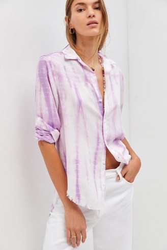 Cloth & Stone Frayed Buttondown / women’s purple tie dye shirts - flipped