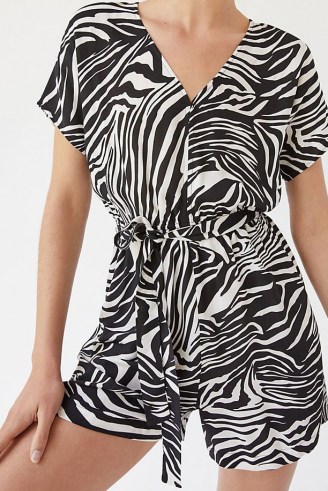 Corey Lynn Calter V-Neck Playsuit / black and white animal print playsuits / women’s monochrome fashion - flipped