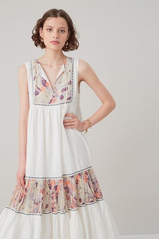 ANTHROPOLOGIE Shalini Sleeveless Midi Dress / cotton sleeveless floral dresses - flipped