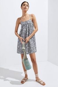 Amadi Daisy Gingham Mini Dress / strappy floral and check print dresses
