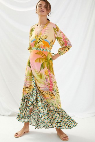Farm Rio Amorina Wrap Maxi Dress / animal print dresses - flipped