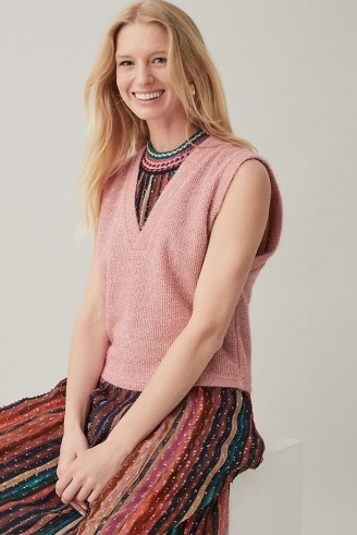 Resume Eugeners Vest Pink | organic cotton V-neck knitted tank tops