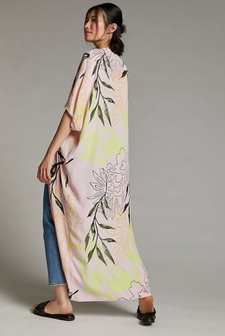 Bel Kazan Marielle Kimono Pink | flowing floral print maxi kimonos
