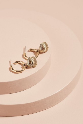 Atteya Cardita Hoop Earrings / sea inspired shell charm hoops - flipped