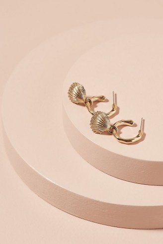 Atteya Cardita Hoop Earrings / sea inspired shell charm hoops