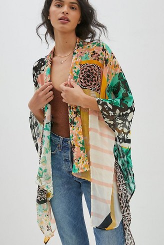 ANTHROPOLOGIE Clea Kimono / floaty mixed print kimonos - flipped