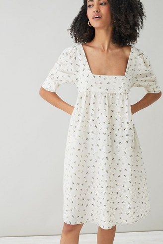 Second Female Square Neck Midi Dress | women’s white cotton floral dresses | womens summer clothing at Anthropologie - flipped