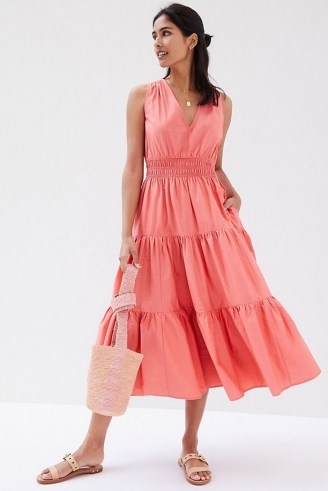 Maeve Tiered Maxi Dress in Rose / sleeveless cotton summer dresses - flipped