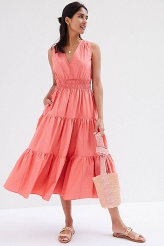 Maeve Tiered Maxi Dress in Rose / sleeveless cotton summer dresses