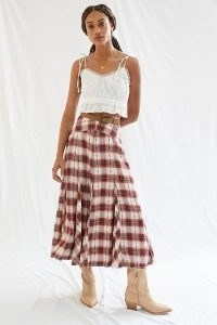 Pilcro Plaid Maxi Skirt | womens checked skirts | western boho style fashion | women’s check print clothing