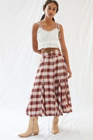 Pilcro Plaid Maxi Skirt | womens checked skirts | western boho 