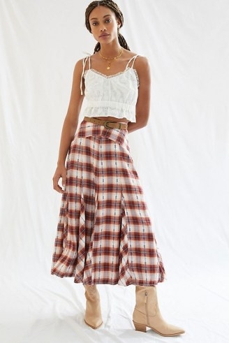 Pilcro Plaid Maxi Skirt | womens checked skirts | western boho style fashion | women’s check print clothing