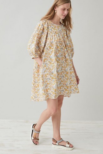 Anthropologie x Meadows Crocus Mini Dress | womens floral vintage style dresses | women’s retro summer fashion | organic cotton clothing - flipped
