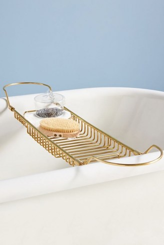 ANTHROPOLOGIE Bridgette Storage Bath Rack ~ stylish brass bathroom soap racks ~ home and accessories - flipped