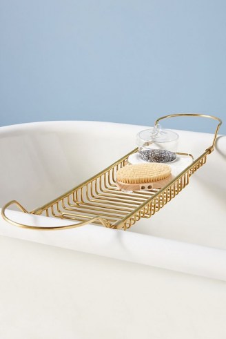 ANTHROPOLOGIE Bridgette Storage Bath Rack ~ stylish brass bathroom soap racks ~ home and accessories
