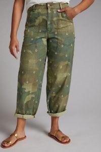 Pilcro The Forager Embroidered Trousers Moss ~ womens casual green pants