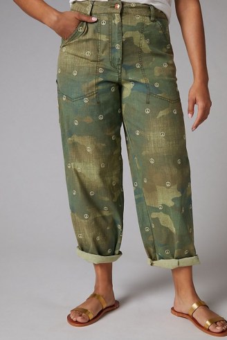 Pilcro The Forager Embroidered Trousers Moss ~ womens casual green pants - flipped