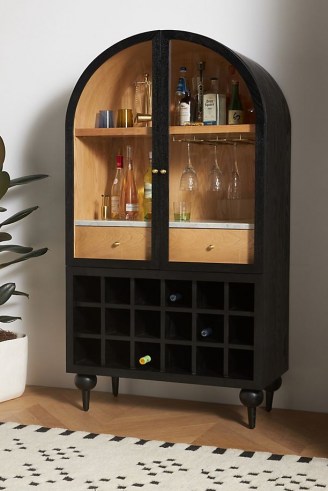 ANTHROPOLOGIE Fern Bar Cabinet Black ~ chic vintage style drinks cabinets ~ stylish home furniture