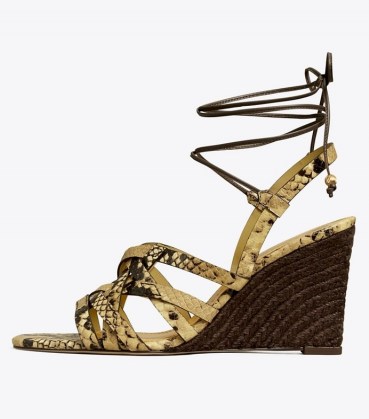 Tory Burch BASKET-WEAVE ESPADRILLE WEDGE Pale Desert Roccia | glamorous ankle tie wedges - flipped
