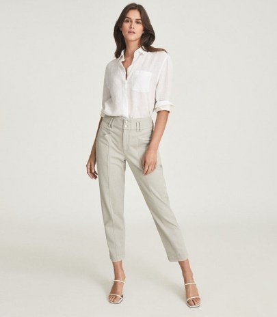 BAXTER RELAXED TAPERED FIT TROUSERS SAGE ~ light green casual pants - flipped
