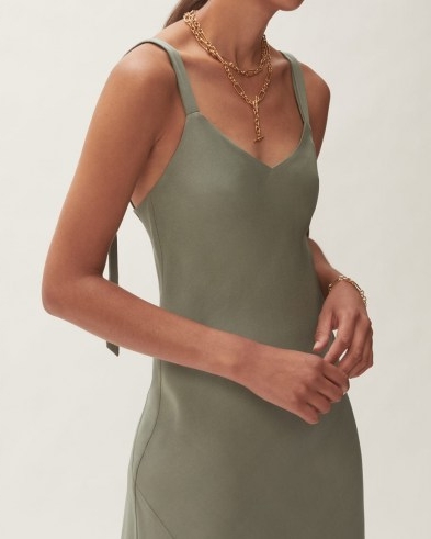 Jigsaw BIAS CUT SLIP DRESS GREEN | double shoulder strap dresses | womens effortless style fashion | effortlessly stylish clothing