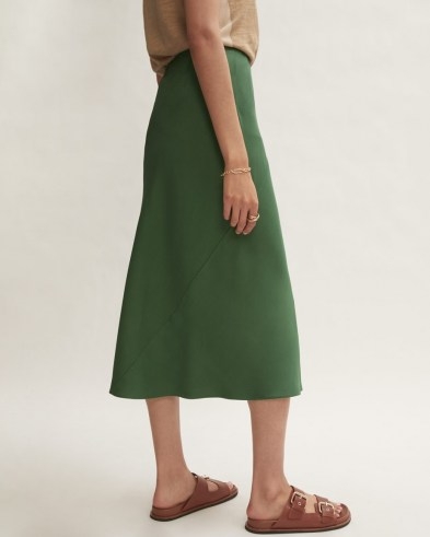 Jigsaw BIAS CUT SLIP MIDI SKIRT GREEN | pin hem skirts | womens effortless style fashion - flipped
