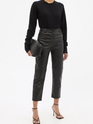 STELLA MCCARTNEY Hailey black straight-leg faux-leather trousers ~ womens crop hem pants ~ women’s designer fashion