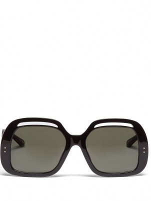 LINDA FARROW Renata square acetate sunglasses / large black 70s style sunnies / chic oversized retro eyewear - flipped