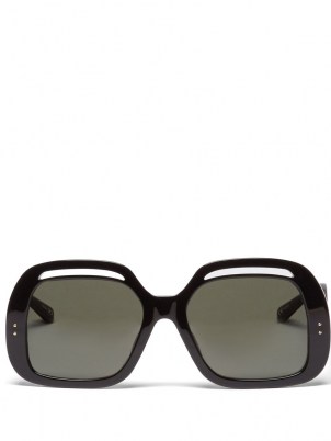 LINDA FARROW Renata square acetate sunglasses / large black 70s style sunnies / chic oversized retro eyewear