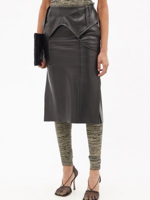 PETAR PETROV Ruel folded-waist black leather skirt ~ womens contemporary skirts ~ women’s designer fashion - flipped