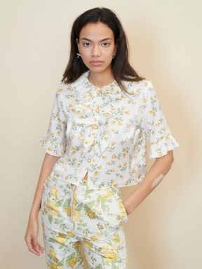 sister jane STRAWBERRY COURT Game Floral Ruffle Blouse / ruffled neck blouses