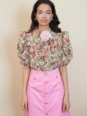 sister jane STRAWBERRY COURT Venus Floral Bow Blouse / womens puff sleeve vintage style blouses / retro fashion - flipped