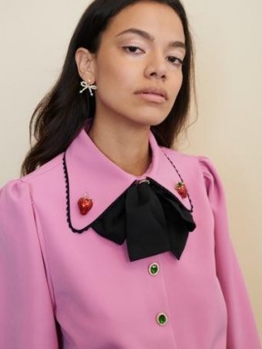 sister jane STRAWBERRY COURT Gem Player Bow Blouse Prism Pink