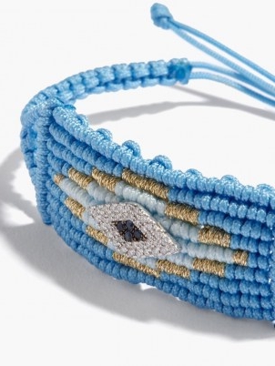 DIANE KORDAS Evil Eye diamond, sapphire & cord bracelet ~ blue beaded bracelets